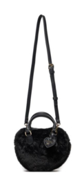 Zwart fur hartjes tas GUESS