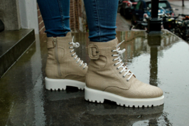 Beige vlecht veter boot