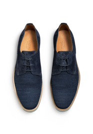 Blauw woven veterschoen
