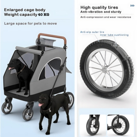 Topmast Hondenbuggy Big Smart - Grijs - 4 Wielen - 40 Kilo Draagvermogen