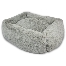 Topmast Fluffy Lounge Serie - Hondenmand - Pluche Dierenmand - Zilver  Maat XL - 97 x 68 x 20 cm