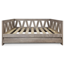 Topmast Houten Hondenmand Bali - 95 x 49 x 44 cm - Weathered grey - Inclusief kussen