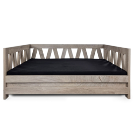 Topmast Houten Hondenmand Bali - 95 x 49 x 44 cm - Weathered grey - Inclusief kussen
