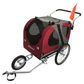 Topmast Easy Flow Hondenfietskar - Met Jogger Functie - Opvouwbaar - Rood - Medium