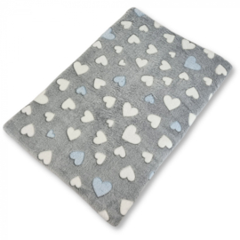 WELLNESS HONDENMAT - BLUE HEARTS - MICROVEZEL FLEECE