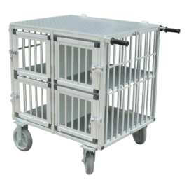 TOPMAST SHOWTROLLEY EXPOSE M - VOOR 4 HONDEN - ALUMINIUM - MET WIELEN - 100 X 70 X 95 CM