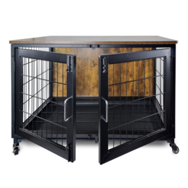 Topmast Metalen Bench Vintage - 95 x 56 x 65 cm - Rustic Brown & Black