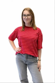 Gestreepte T-shirt rood/roos