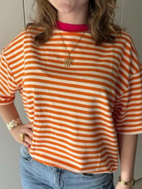 Gestreept t-shirt oranje