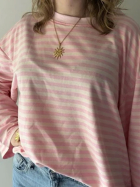 Gestreepte longsleeve roos