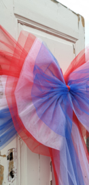 Strik  (rood, wit, blauw) en banden (rood,wit, blauw)van TULE