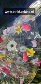 Autostrik  'FOLIE met BLOEMEN' met band in V-vorm op de motorkap