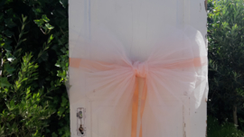 Tule strik in peach met lint