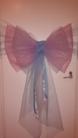 Gender reveal strik: in roze en blauw TULE