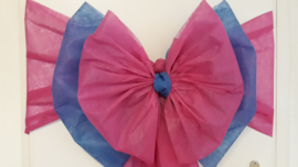 Blauw en roze deurstrik