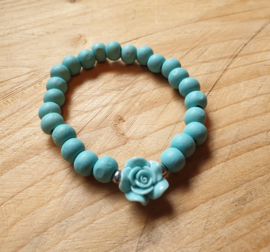 Kralen Armband turquoise met roos