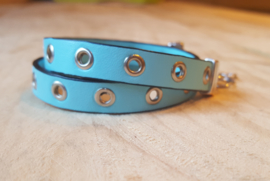 Blauwe leren armband