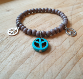 Kralen Armband Bruin met bedels