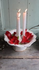 Witte schaalkandelaar met goudluster