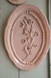 Roze wandbordje bloesem met echt goud