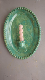 Aqua blauwe /groene wandkaars