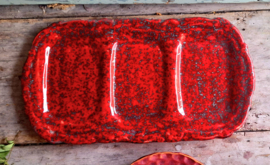 Knalrood serveerbord met 3 vakken