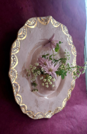 Grote roze wandvaas met echt goud !