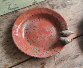 Bruin/rood bord met vogeltjes