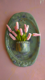 blauw/groene wandvaas