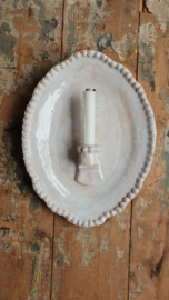 Witte wandkaars met parelrand