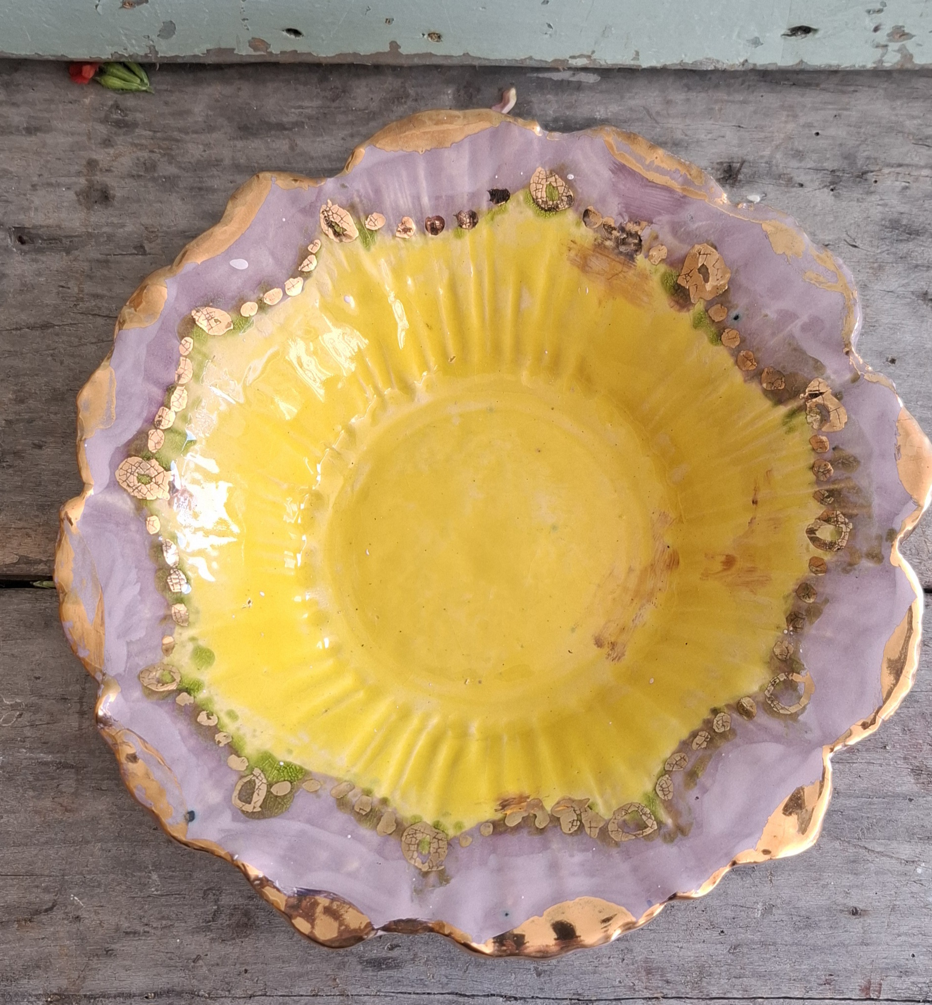 Bloemschaal met foutje (echt goud )