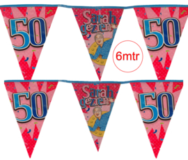 Vlaggenlijn  Sarah 50 - 6 meter - Luxe vlaggetjes - Feest Slingers
