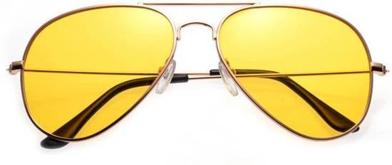 Nachtzicht piloten bril goudkleurig voor volwassenen - Auto accessoires  nachtbril 