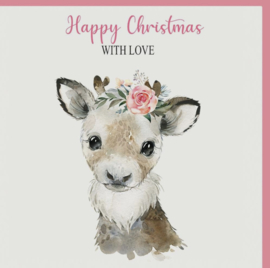 Wenskaart - Merry Christmas With Love Hert