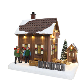 Wooden Chalet With Hikers