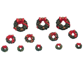 Wreaths With Red Bow, Set Of 12
