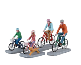 Family Bike Ride, Set Of 4