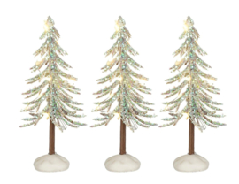 Snowy tree white lighted 3 pieces 12 cm battery operated - NEW 2024