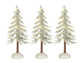 Snowy tree white lighted 3 pieces 12 cm battery operated