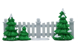 The Original Snow Village - Frosty Tree-Lined Picket Fence
