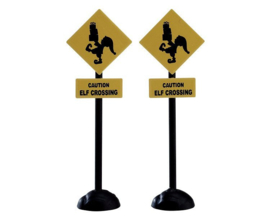 Elf Crossing Sign, Set Of 2