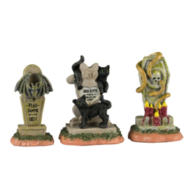 Spooky Town Headstones, Set Of 3 - NEW 2024