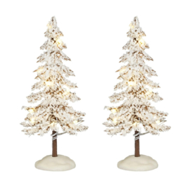 Snowy tree white lighted 2 pieces 15 cm battery operated - NEW 2024