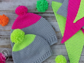 Neon Dipped Scarf & Hat Crochet Durable Cosy Fine