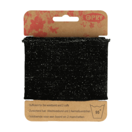 Black Elastic Waist and Cuff Band with Glitter Opry