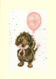 Welcome Little Sausage Greeting Card by Hannah Dale Aida Cross Stitch Kit Bothy Threads
