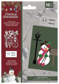 Jolly Snowman | Vintage Snowman | Clear acrylic stamp & cutting dies | Crafter's Companion