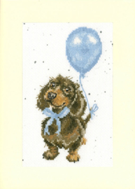 Welcome Little Sausage Greeting Card by Hannah Dale Aida Cross Stitch Kit Bothy Threads