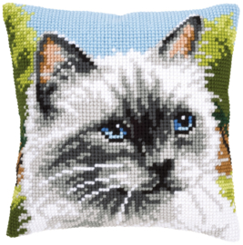 Siamese Cat Canvas Cushion Vervaco