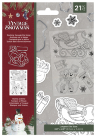 Dashing through the snow | Vintage Snowman | Clear acrylic stamp & cutting dies | Crafter's Companion